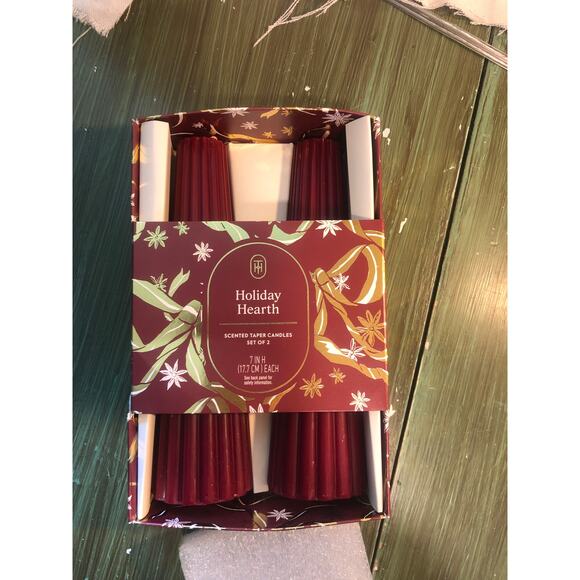 Threshold NWT NIB Holiday Hearth Scented Taper Candles Set of 2 - Picture 4 of 6